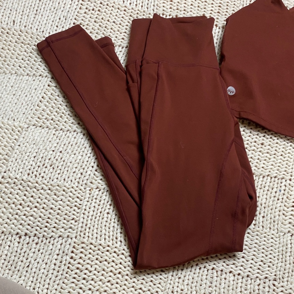 Senita Maroon Top and Leggings Workout Set Size S - Picture 3 of 11